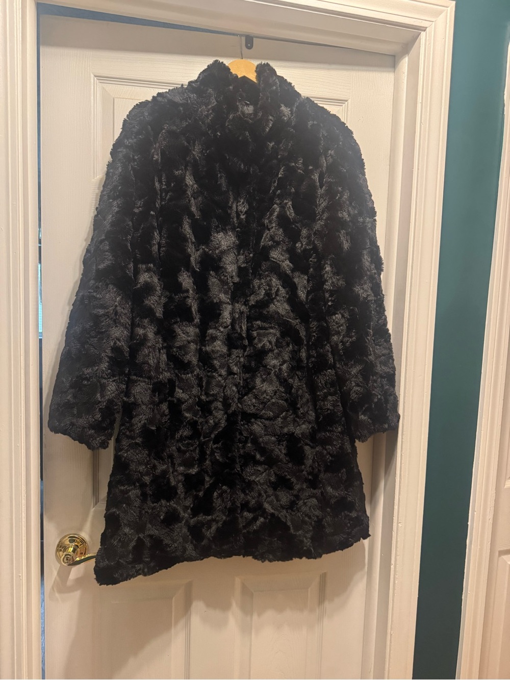 ellos Black Faux Fur Teddy Coat 22